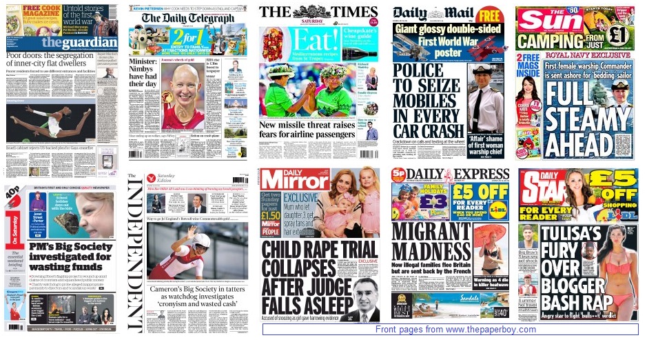 front pages 26-07-14