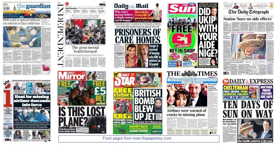 front pages 13-03-14