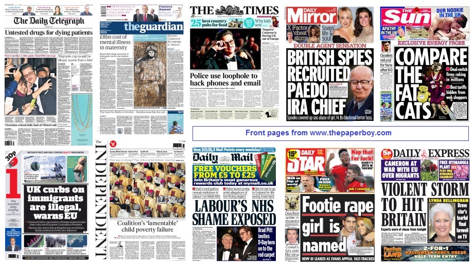 front pages 20-10-14